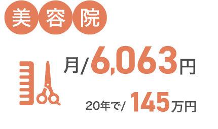 美容院 月/6,063円 20年で/145万円